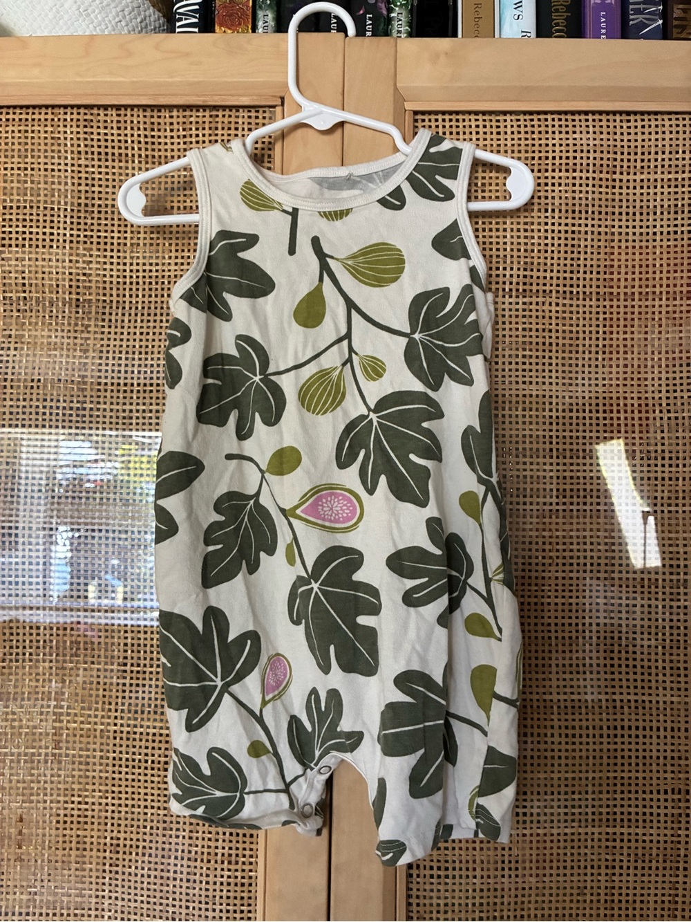 Winter Water Factory Baby Romper with Olive Fig Print
